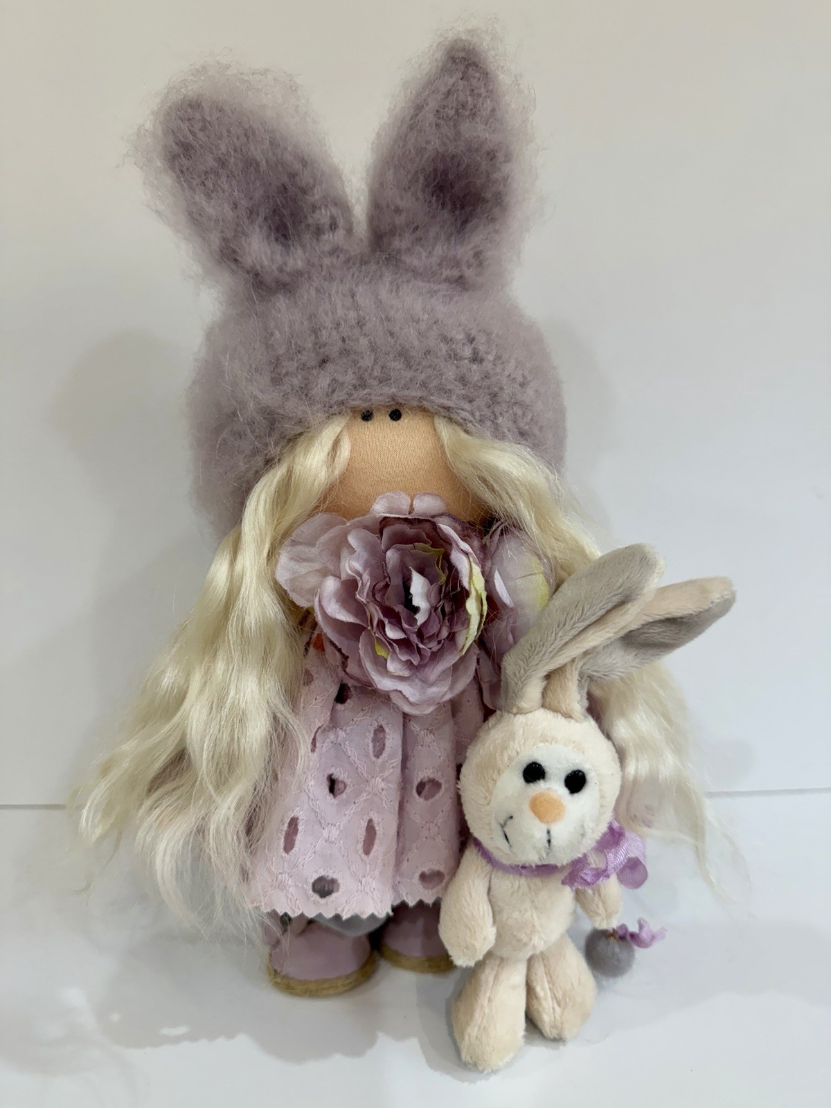 OOAK Handmade Textile Art Doll Natural Hair Interior Decor Christmas Gift