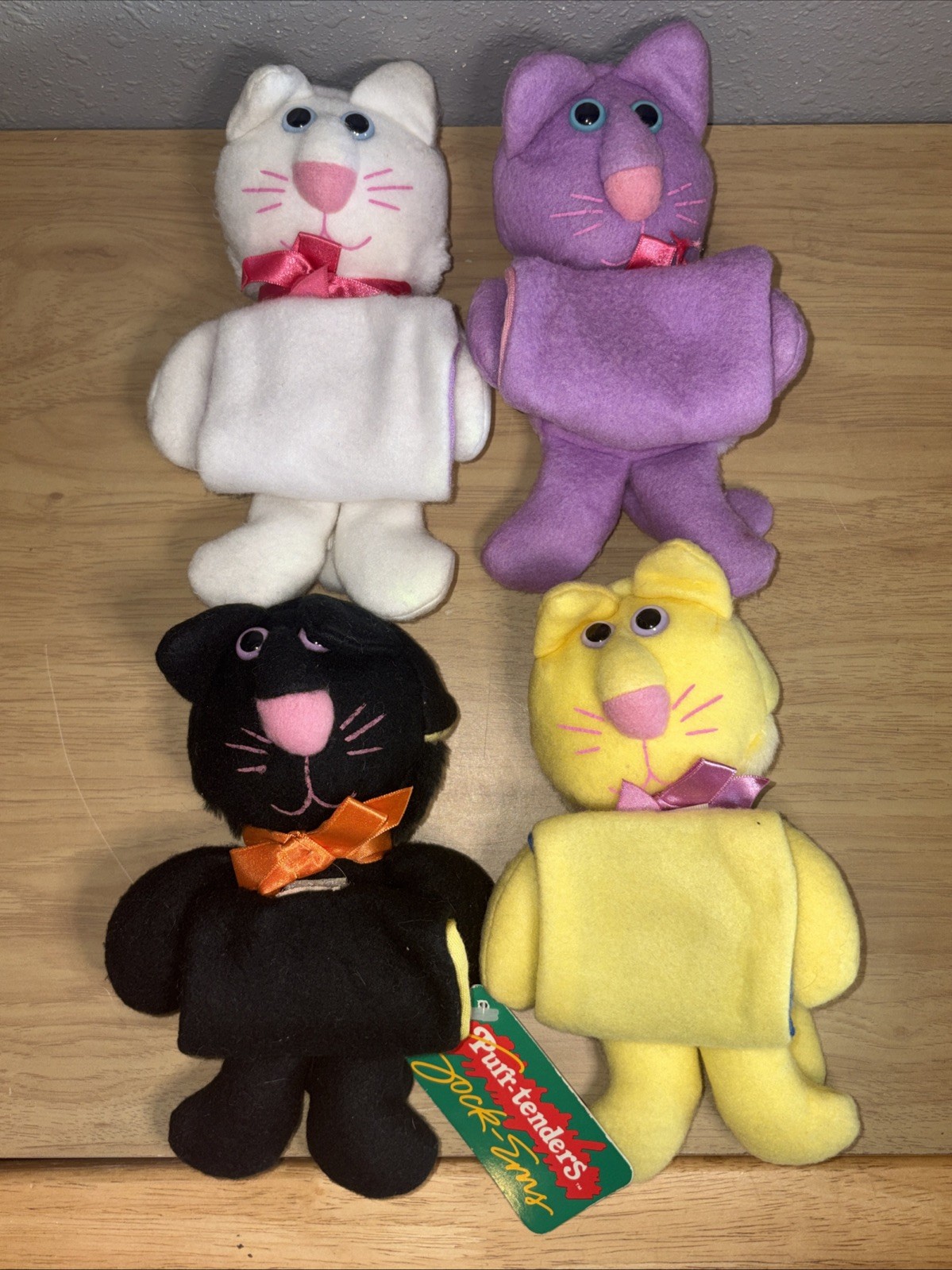 4 Vintage Plush Purr-tenders Sock-Ems  Fisher Price 1987 Plush Toys READ