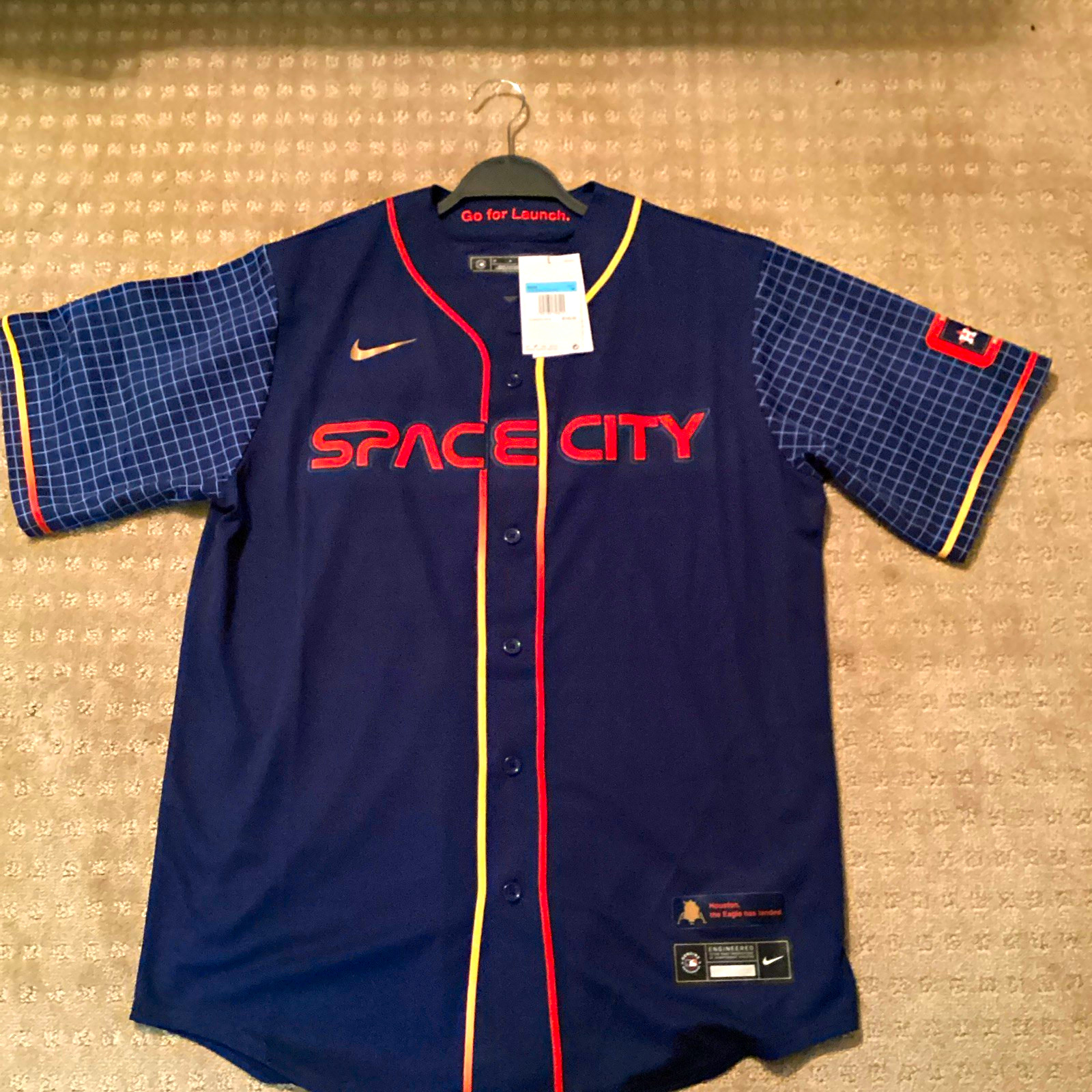 Nike Houston Astros MLB Baseball Space City Jersey, Blue, Men\'s Size M