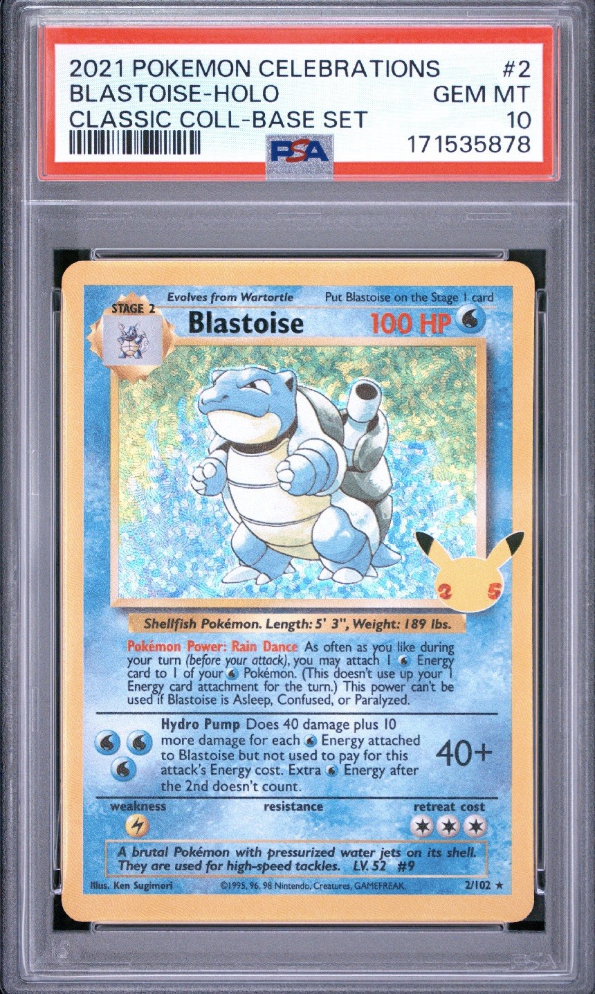 2021 POKEMON BLASTOISE-HOLO CLASSIC COLL-BASE SET CELEBRATIONS #2 PSA 10 2021 POKEMON BLASTOISE-HOLO CLASSIC COLL-BASE SET CELEBRATIONS #2 PSA 10