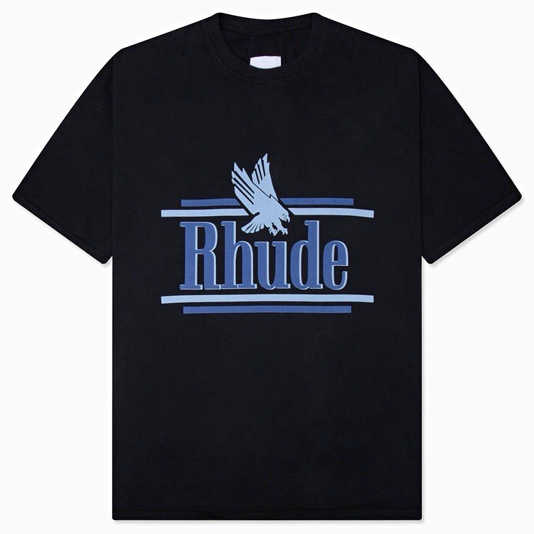RHUDE Eagle Logo Graphic Crew Neck Short Sleeve Cotton Jersey T-Shirt Mens L