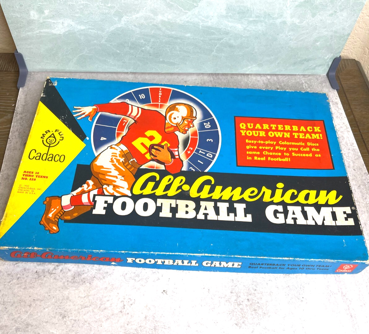 Vintage 1962 All American Football game Cadaco ellis Mr. Fun Complete