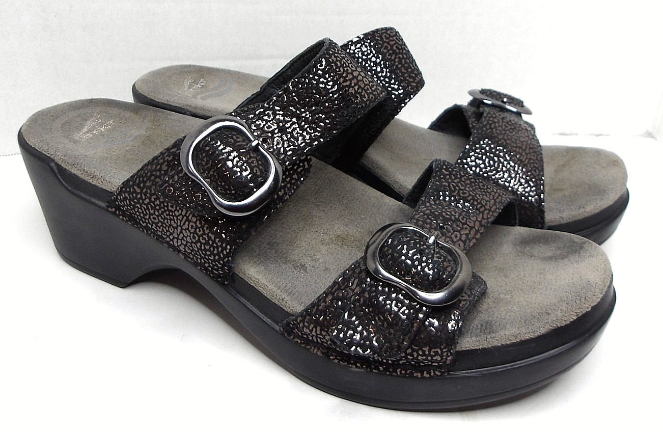 Dansko Sophie Sandal, Leather, Black Metallic, Size EU 38 / US Women\'s 7.5-8