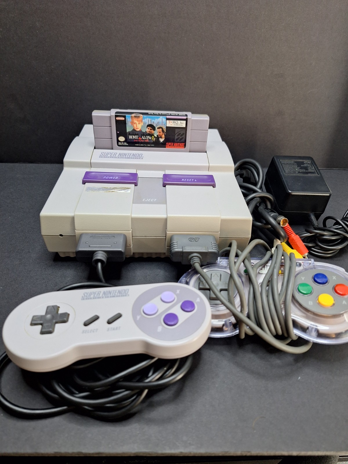 Super Nintendo Entertainment System SNES SNS-001 2 Controllers 1 Home Alone 2 