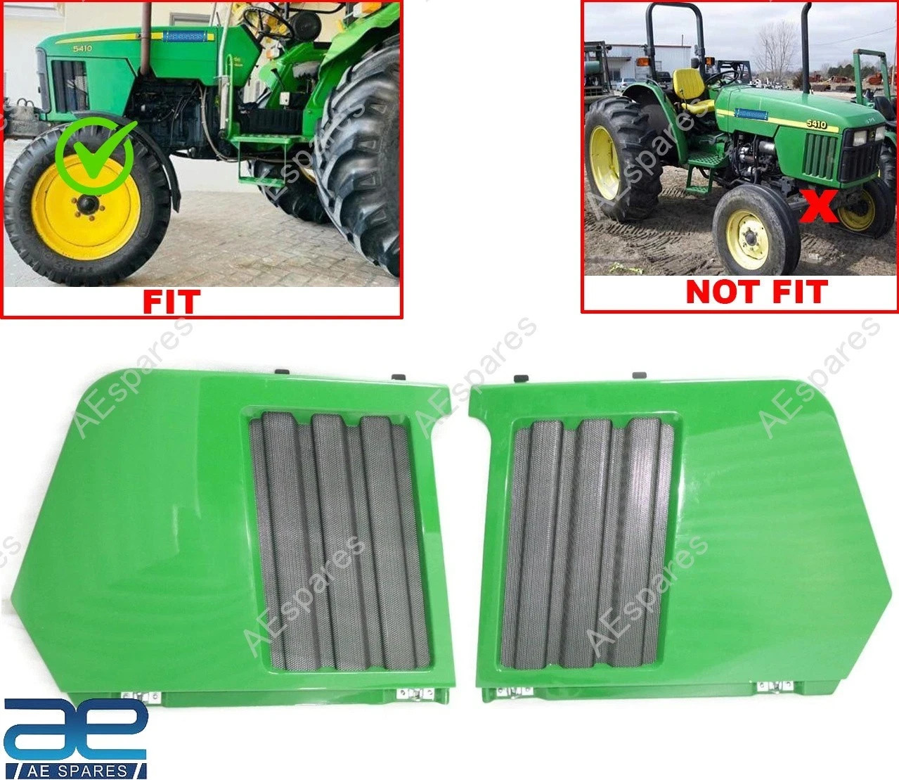 LH & RH Side Grille Panel Set For John Deere 5103, 5303 RE177478 RE177477
