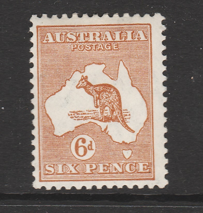 1933 KANGAROO CofA WATERMARK 6d CHESTNUT \