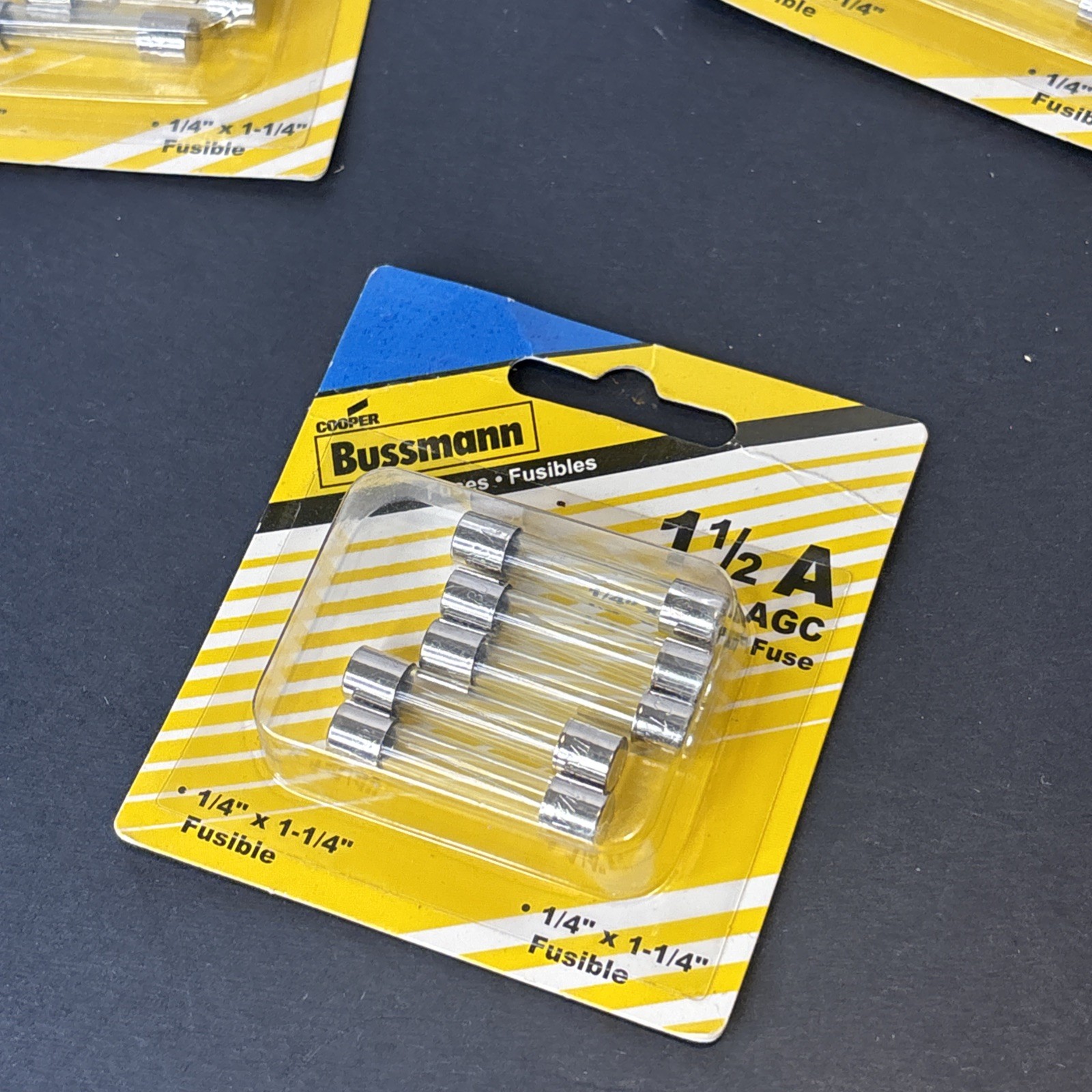 Lot of 5 Packs Cooper Bussmann AGC-1-1/2 1.5A 250V Fast Acting Glass Fuses NOS