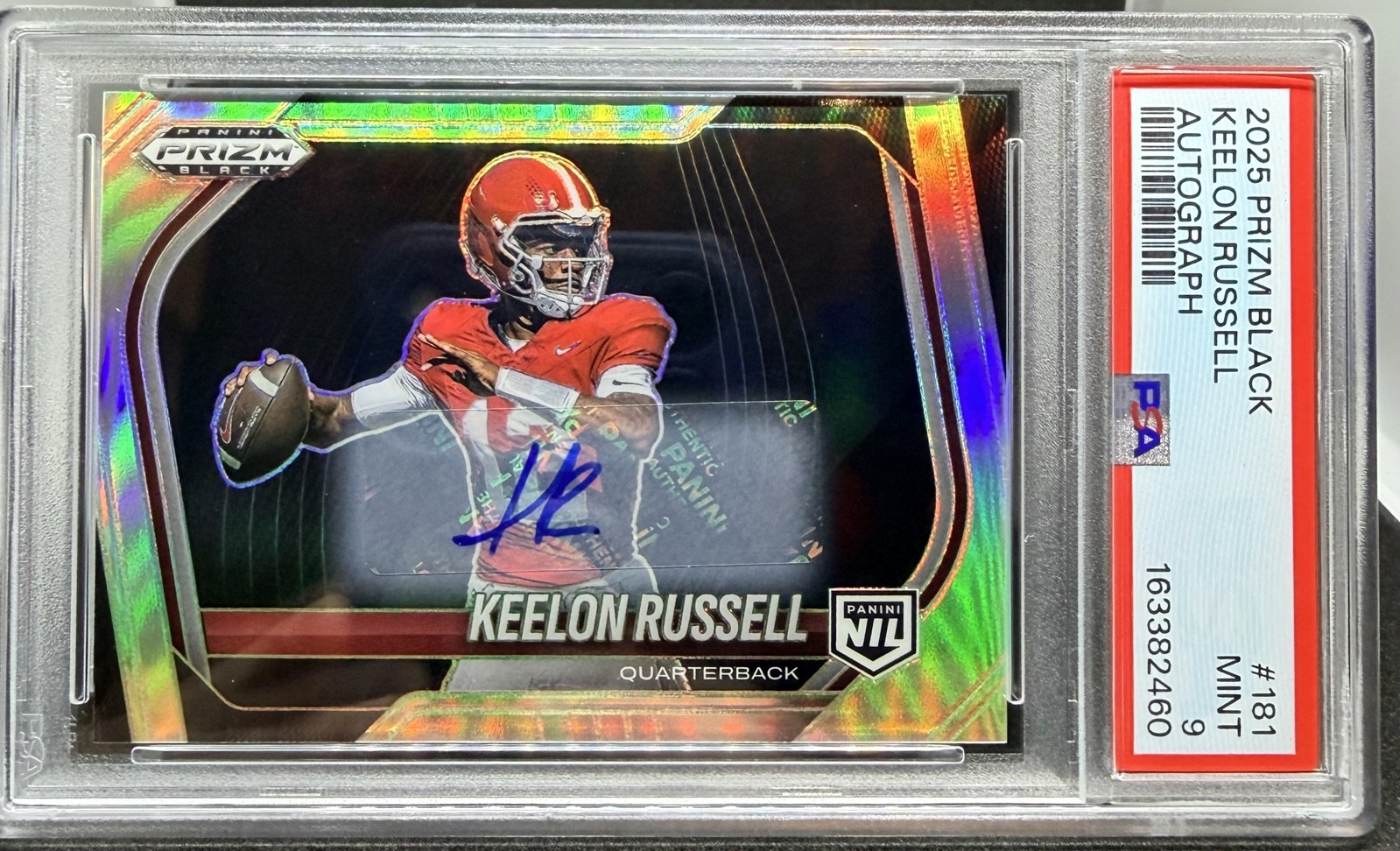 Keelon Russell PSA 9 Silver Prizm Auto 2025 Panini Prizm Black Prospects #181