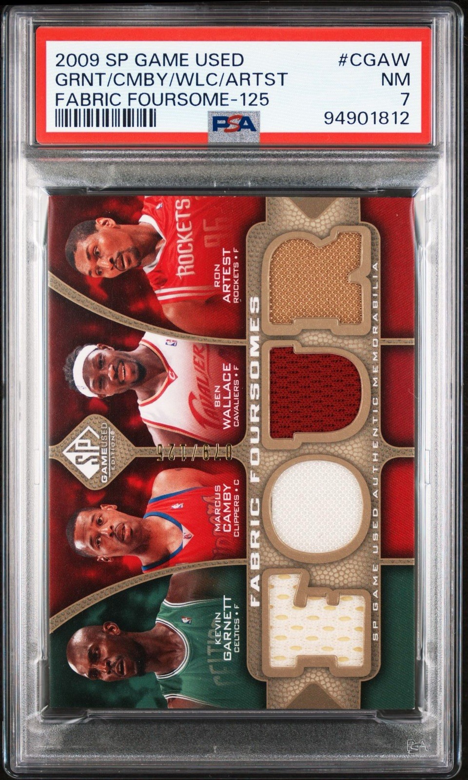 Fabric foursome, 2009 SP Game used, KG/Camby/Wallace/Artist, /125