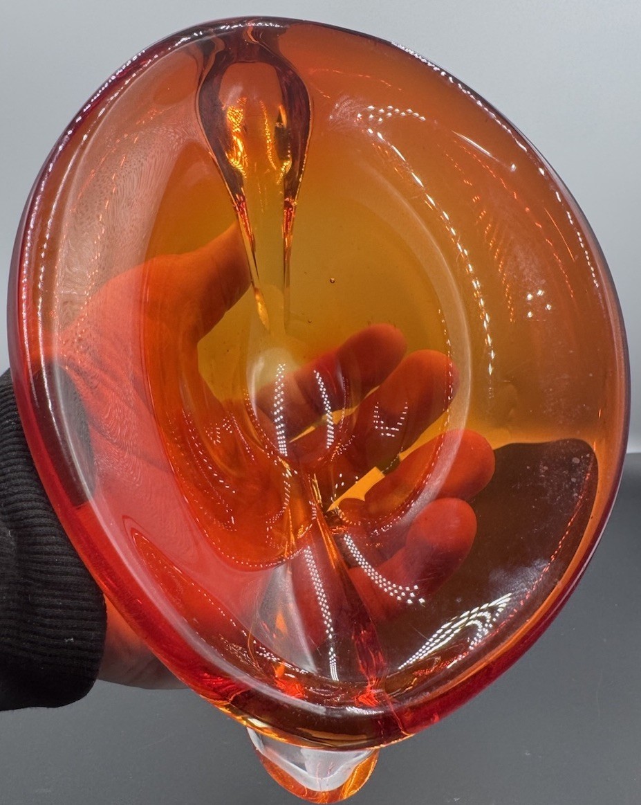 Vintage Murano glass bowl amberina/clear, 9.25\ Vintage Murano glass bowl amberina/clear, 9.25\
