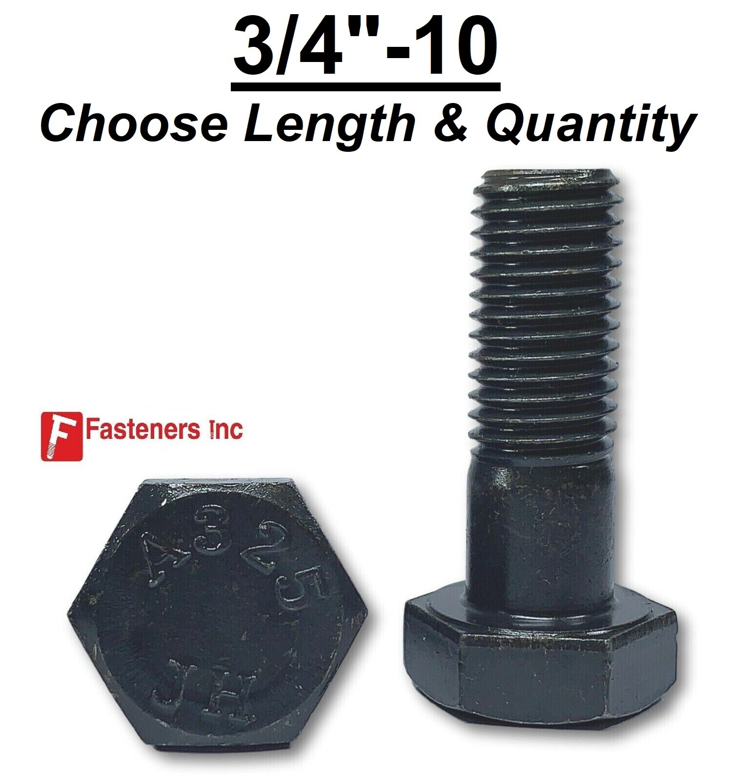 3/4-10 Grade A325 Structural Hex Bolt Plain Black Type 1 Heavy(Pick Lngth & Qty)