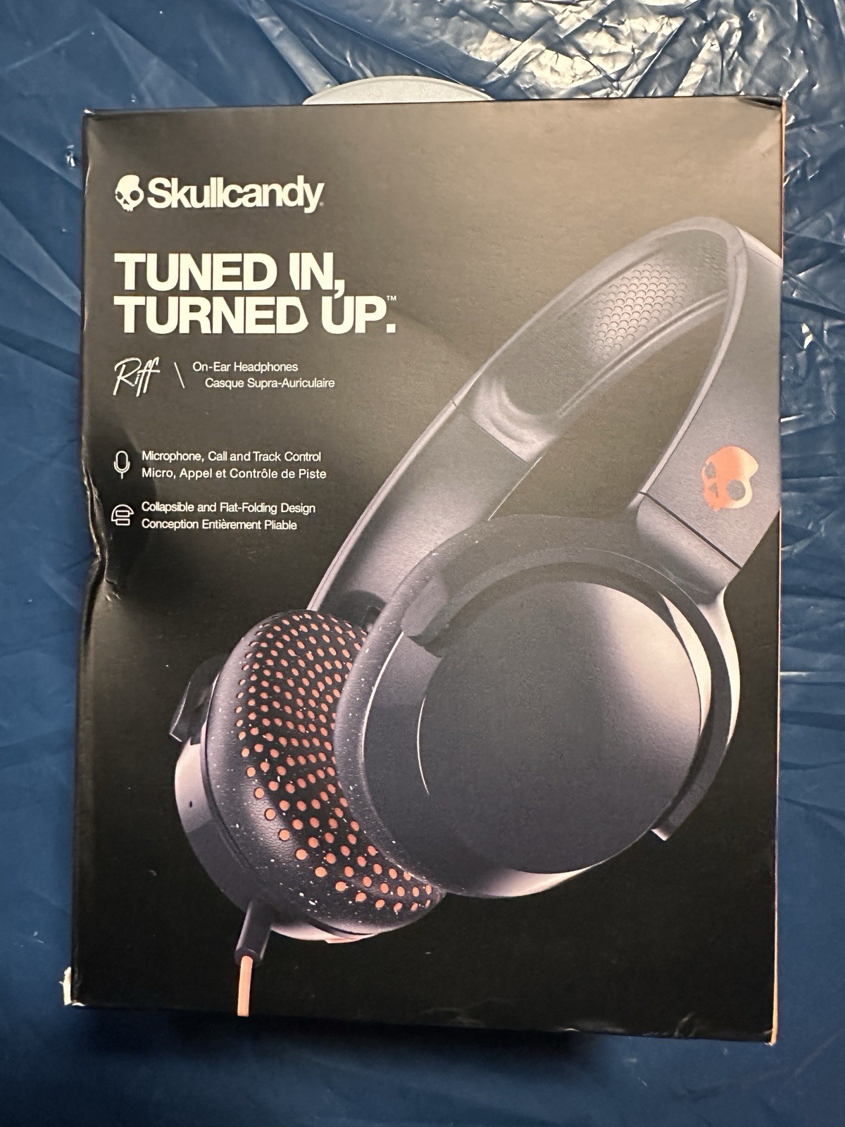 Skullcandy Riff On-Ear Headphones with Mic & Track Control Blue/Sunset NewSealed