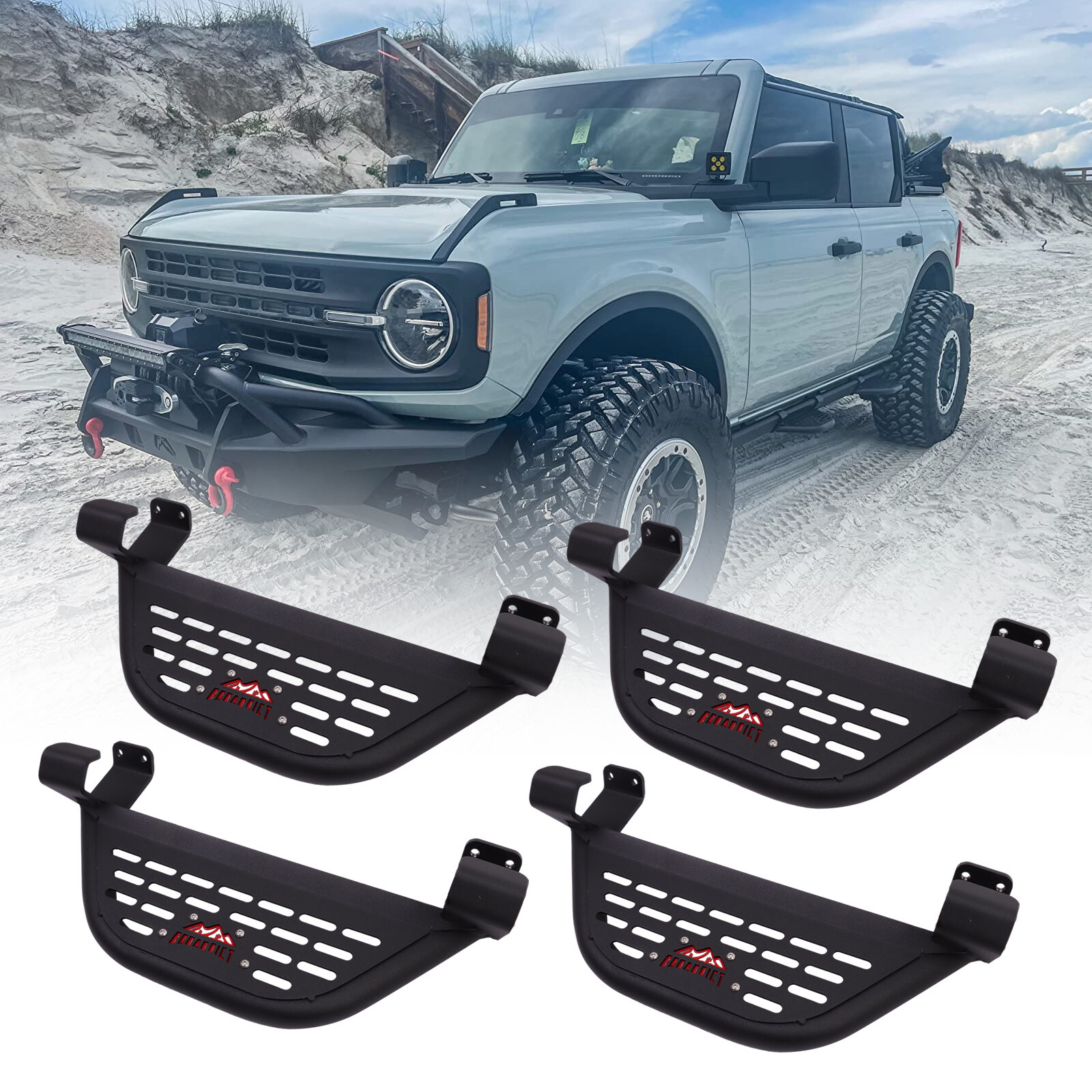 4X EZ-Steps for 2021-2024 Ford Bronco 4 Door Add on OEM Rock Rail Side Steps OEM
