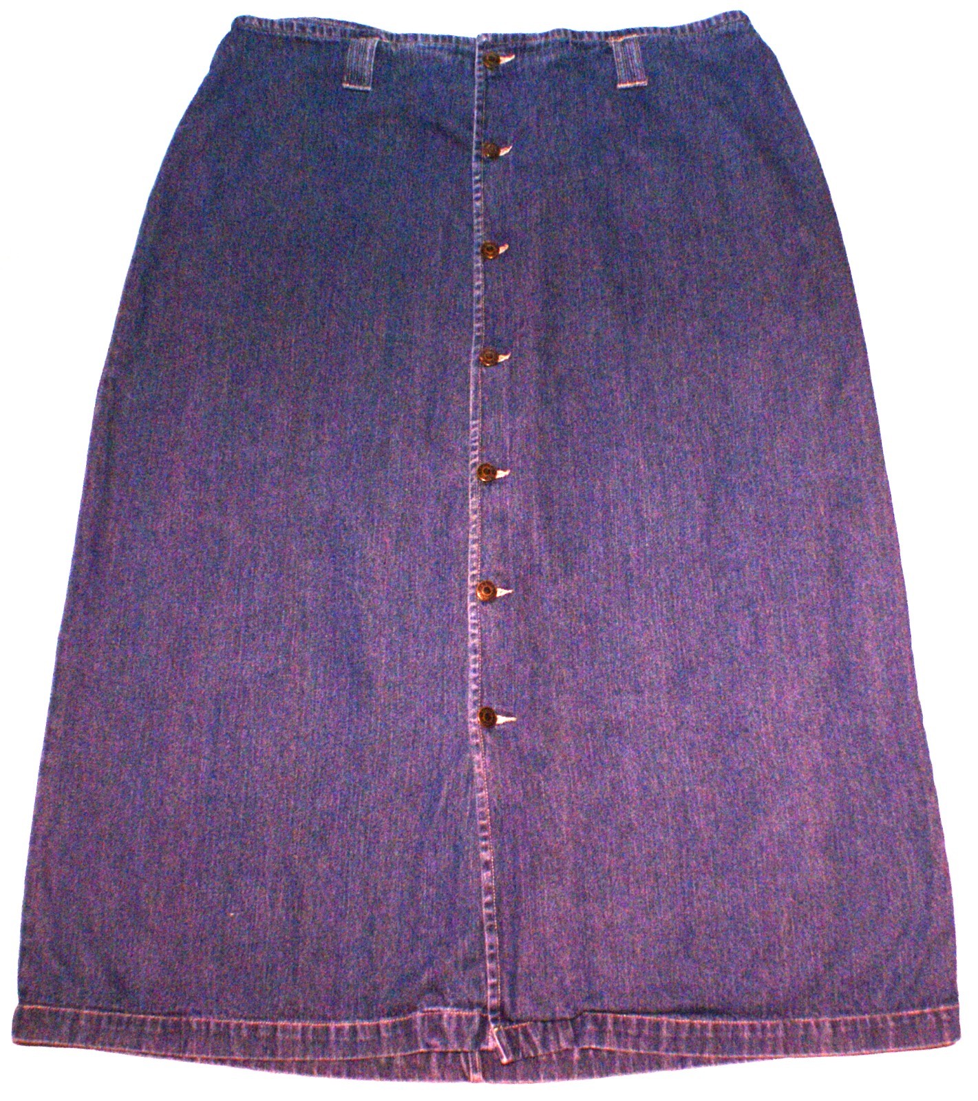 Vintage Blassport Retro Cotton Elastic Blue Denim Maxi Long Skirt Womens 22W