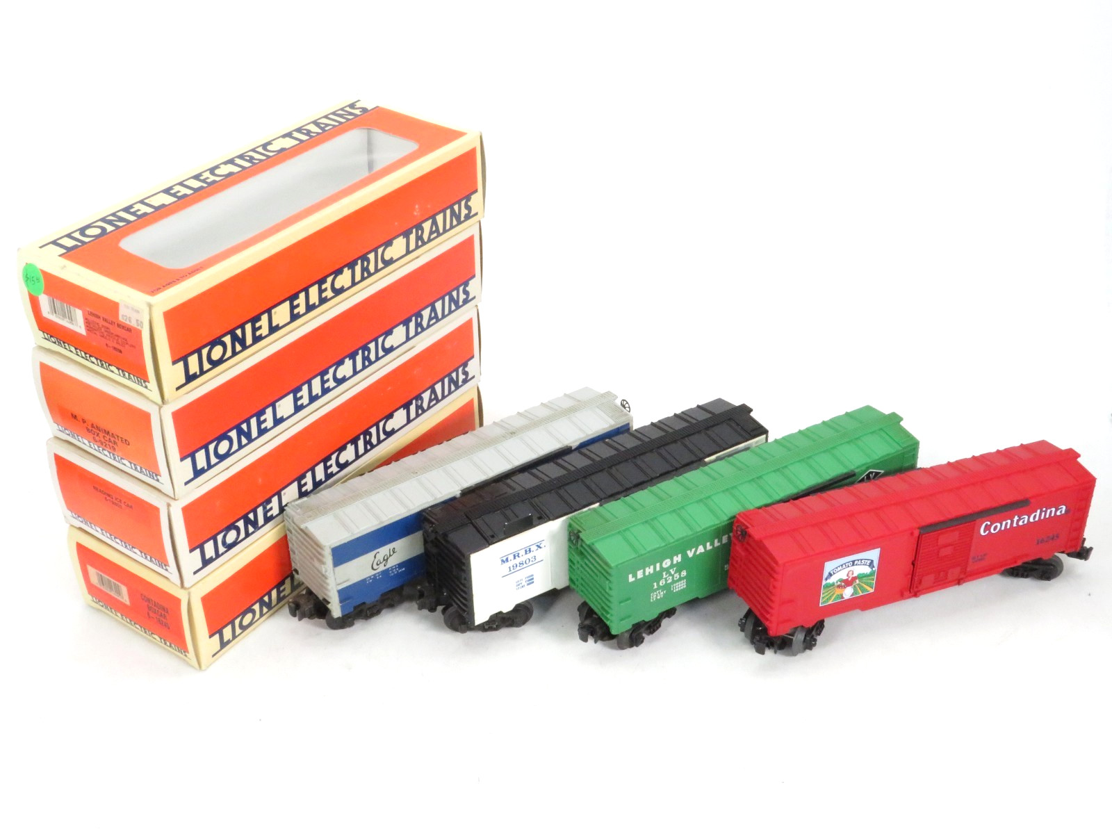 Lionel Trains 6-19803, 6-16245, 6-16258, & 6-2919 Box Car 4 Pack, O Gauge