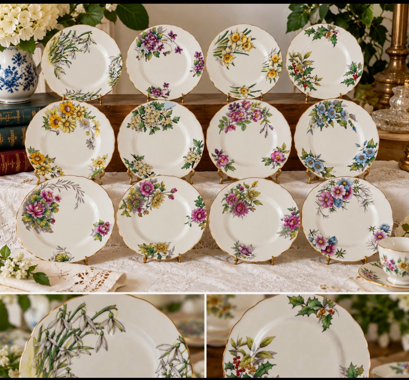 Royal Albert flower of the month, Bone China.  England. Set include all months.