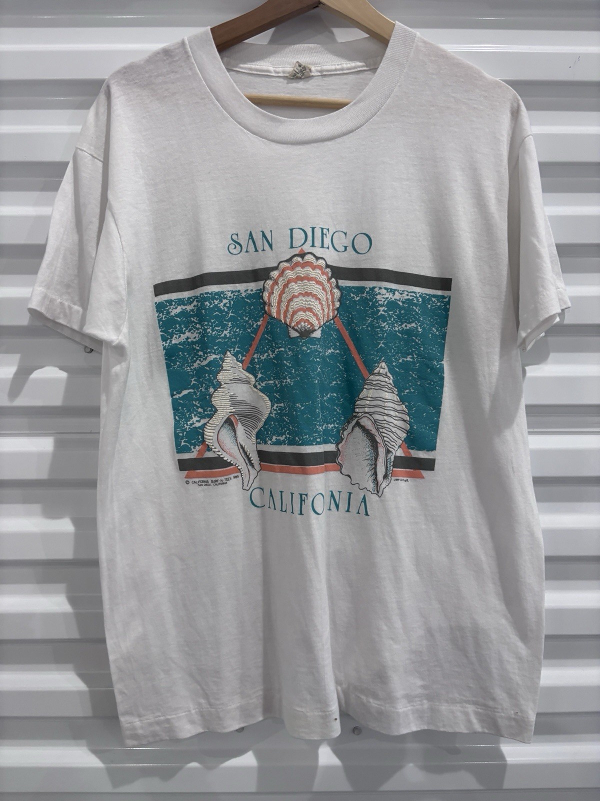 Vtg 80s San Diego California Seashell Shirt Screen Stars Unisex XL Single Stitch