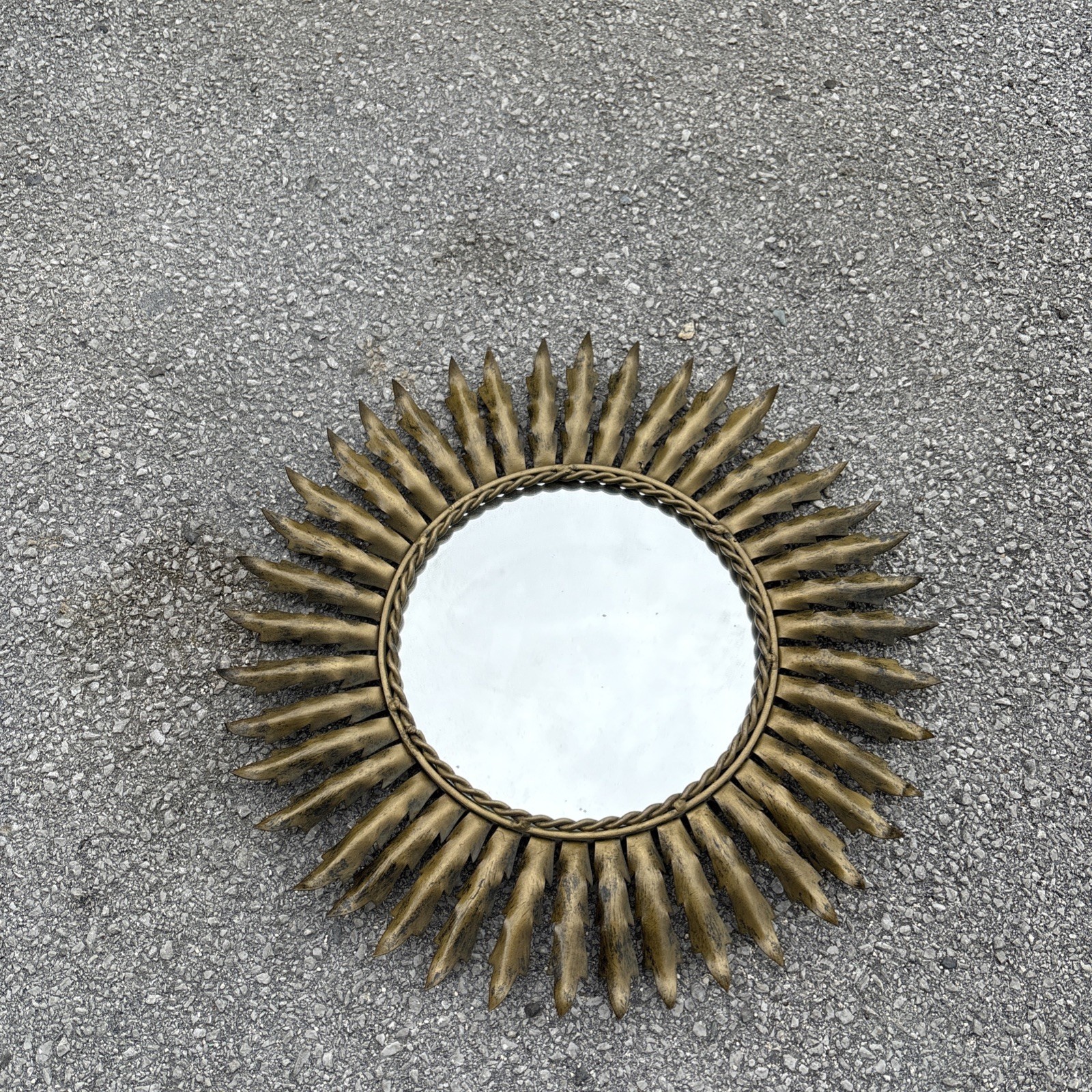 Vintage 60s/70s Gold Metal Sun Mirror