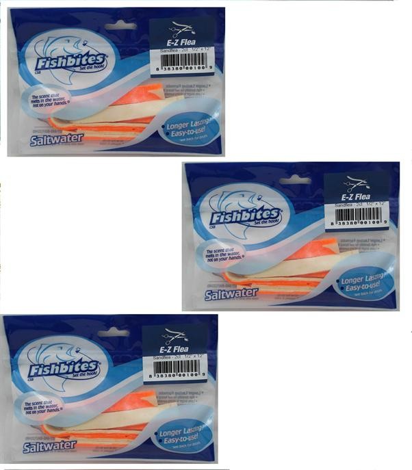 Fishbites 0100 E-Z Sand Flea Orange White Long Lasting Scent 1/2\ Fishbites 0100 E-Z Sand Flea Orange White Long Lasting Scent 1/2\