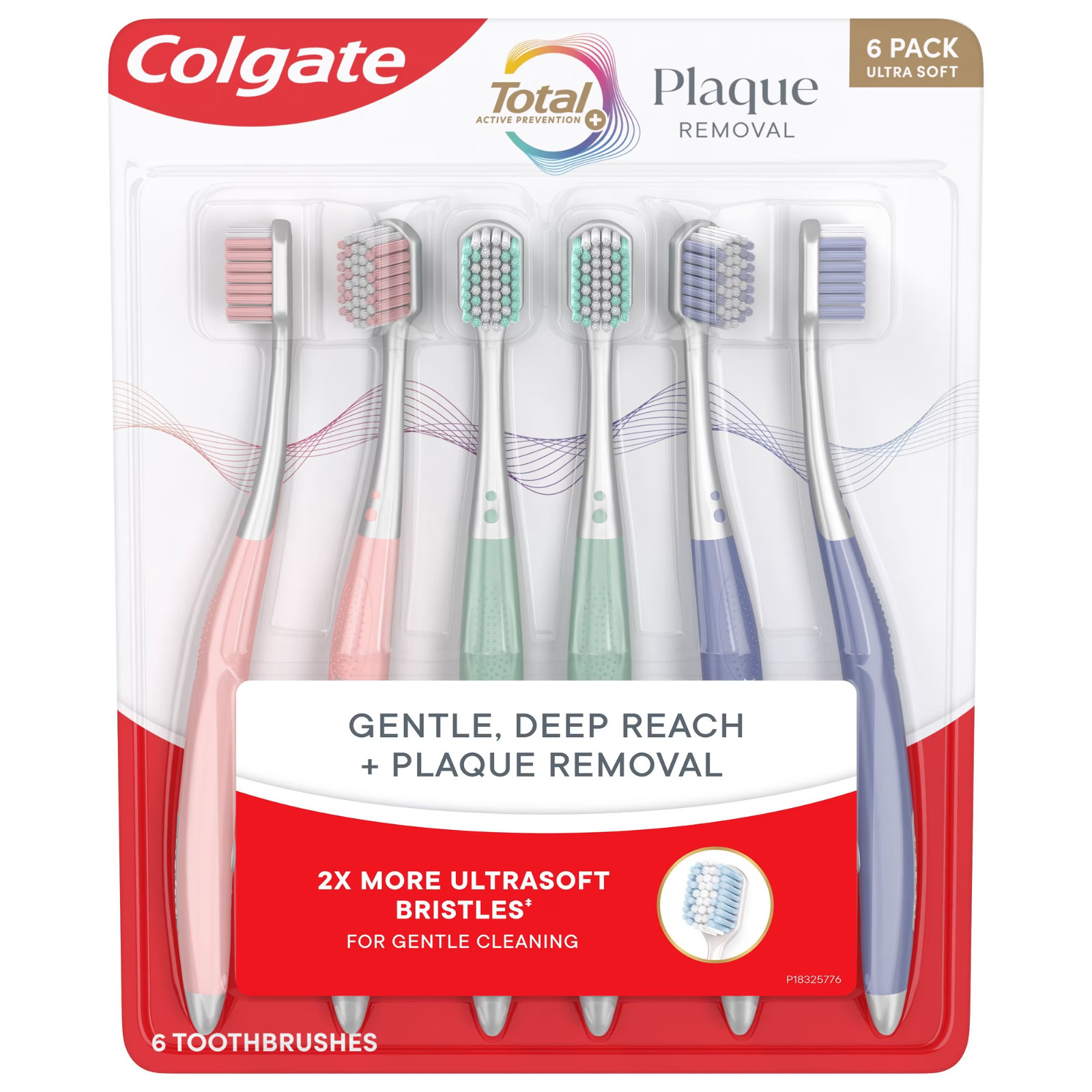 Colgate Total Plaque Removal Manual Toothbrush (6-PACK) Ultra Soft Deep Clean