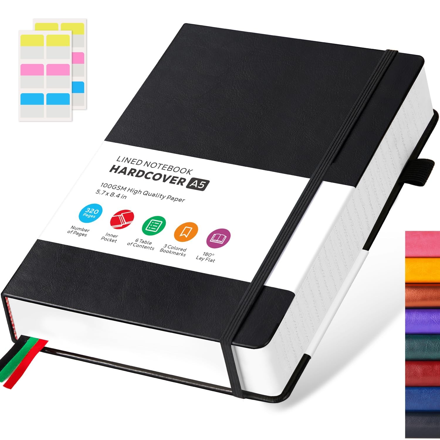 Hardcover Lined Notebook Journal for Writing, 320 Pages Leather Thick College...