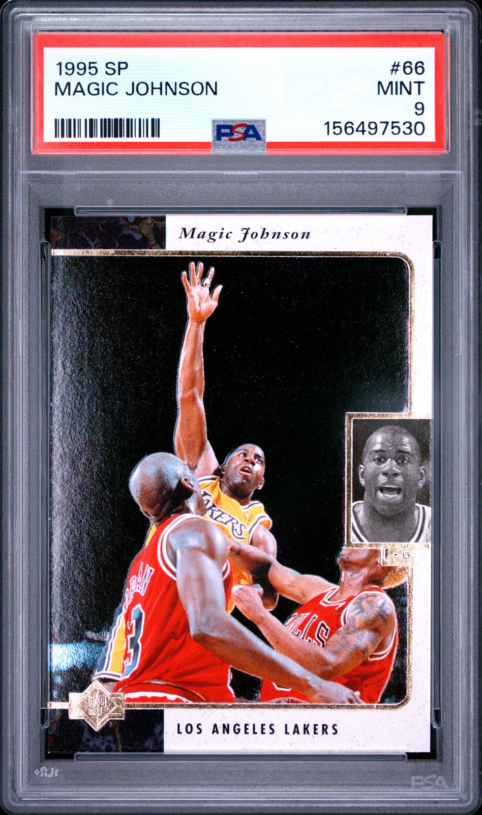 Iconic🔥 PSA 9 1995 Magic Johnson 66 Upper Deck SP w/ Michael Jordan MINT POP/45