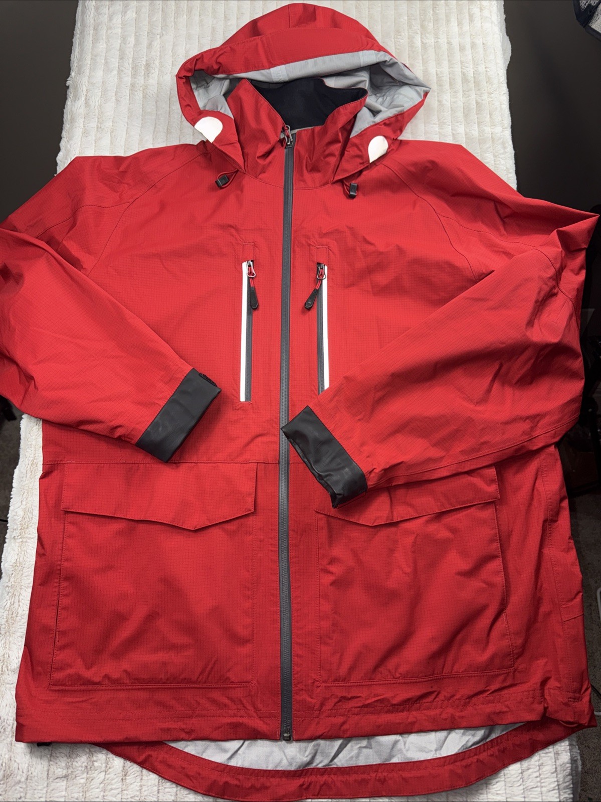 Alaskan Hardgear Duluth Trading Men M Stormwall Rain Coat Wading Jacket Red NWOT