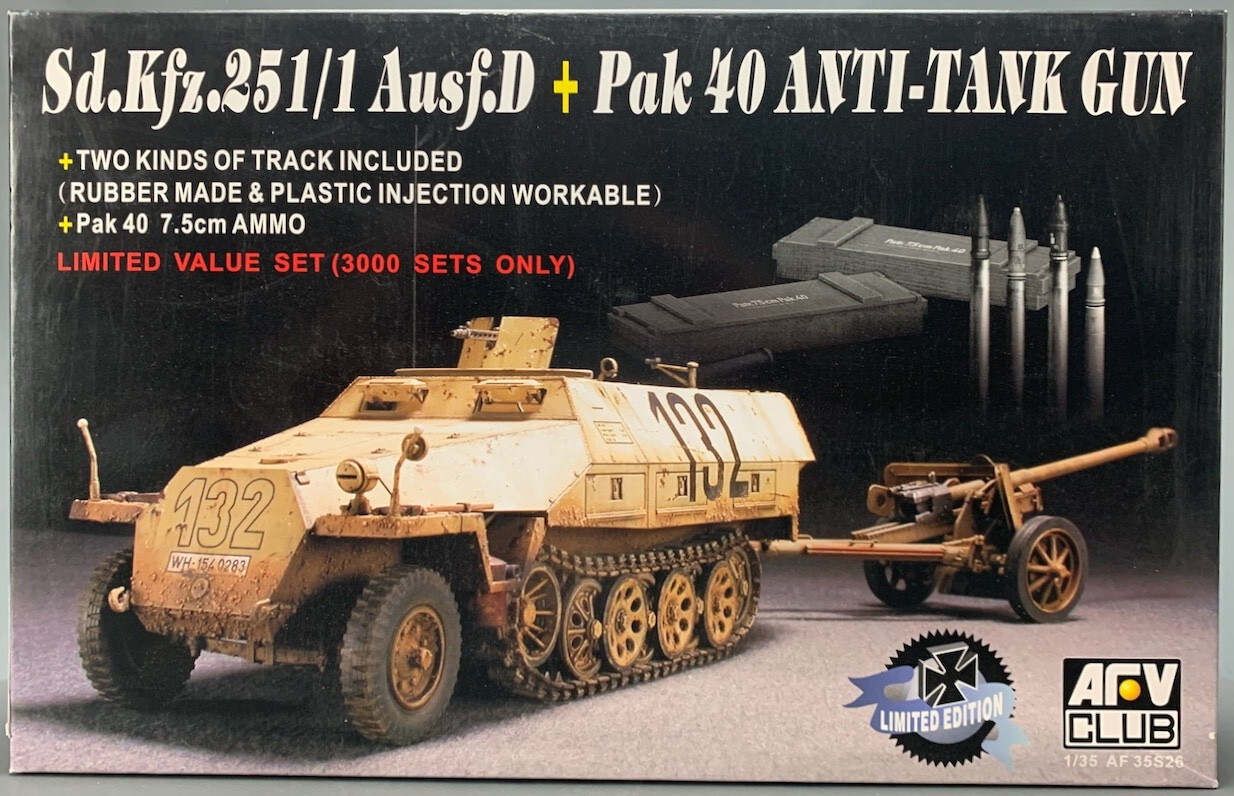 1:35 AFV 35S26 Sd.kfz.251/1Ausf.D + Pak40 Ltd Ed Kit + Bonus Figures PM0723