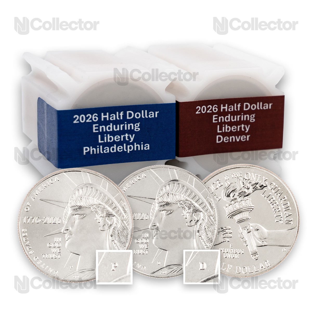 2026 P&D Enduring Liberty Half Dollar America 250 Uncirculated 2 Rolls 40 coins