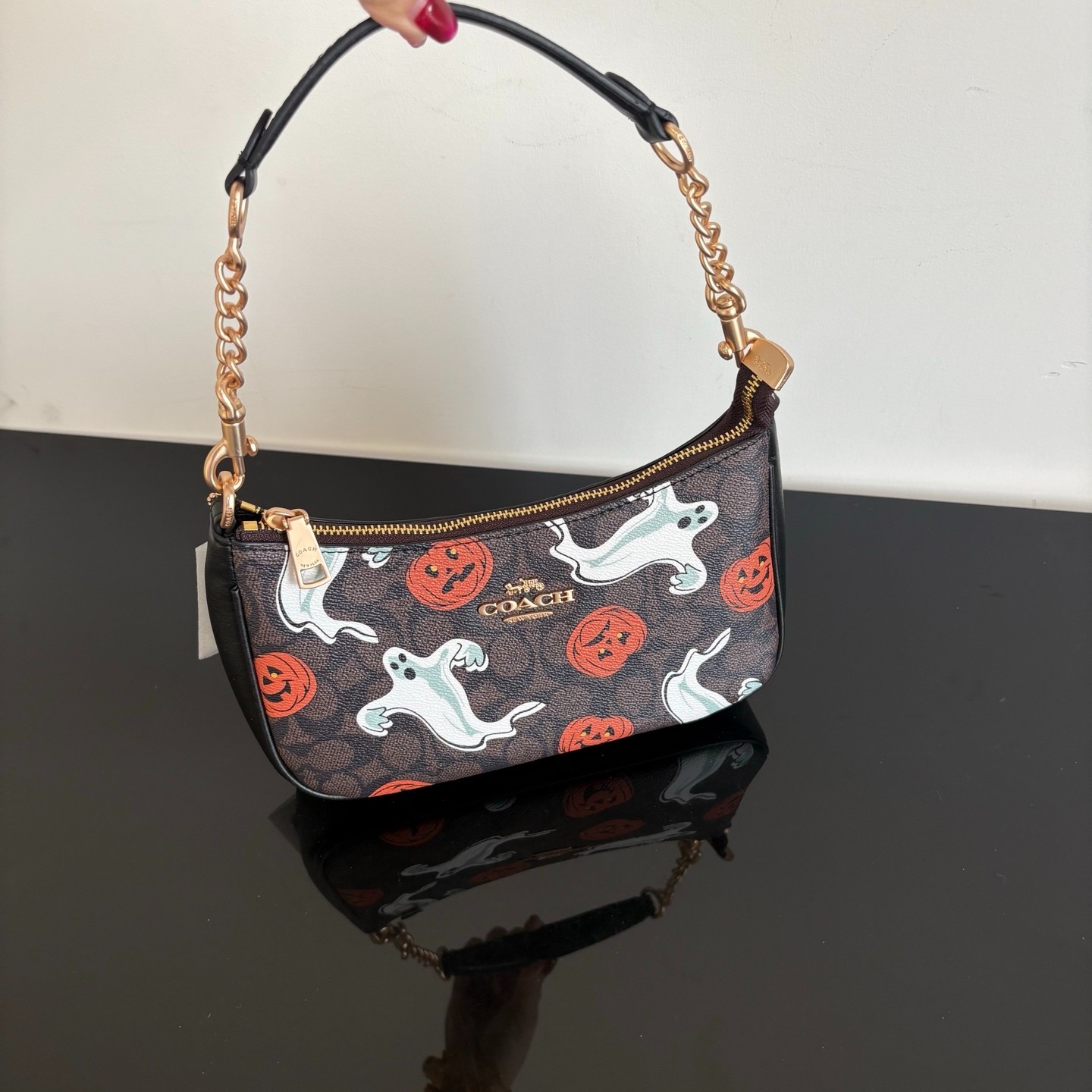 NWT CY694 Shoulder Bag Signature Canvas With Pumpkin Halloween Holidays NWT CY694 Shoulder Bag Signature Canvas With Pumpkin Halloween Holidays