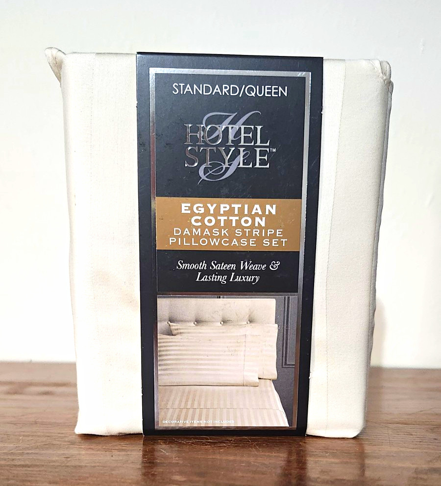 Hotel Style Egyptian Cotton 600TC Damask Stripe Pillowcase 21 x 32 Beige Hotel Style Egyptian Cotton 600TC Damask Stripe Pillowcase 21 x 32 Beige