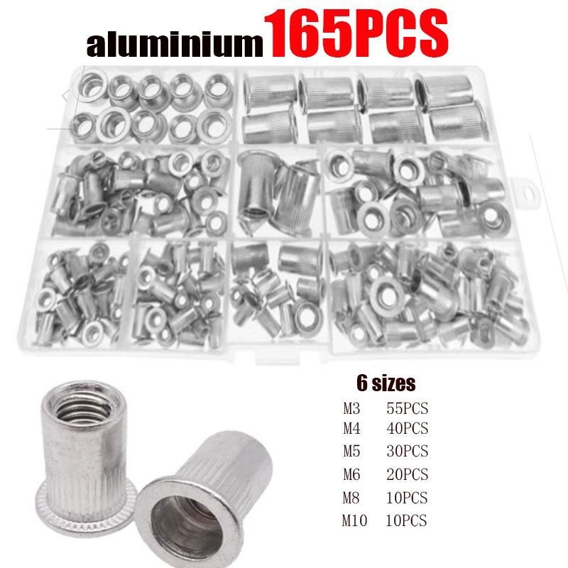M3 M4 M5 M6 M8 M10 Aluminum Flat Head Rivet Nuts NutsInsert Cap Thread Insert