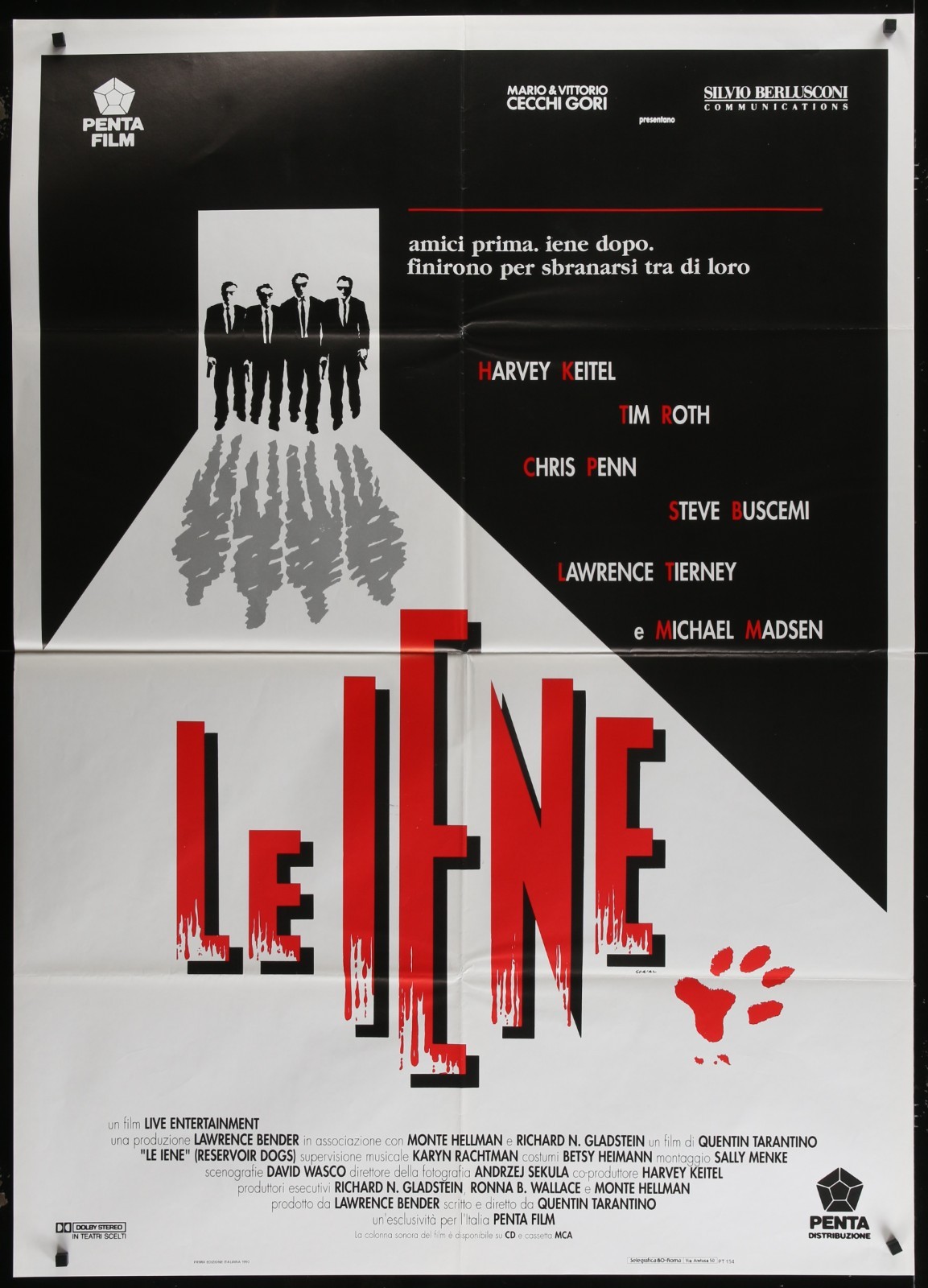 Reservoir Dogs 1992 Original Movie Poster Le Iene Quentin Tarantino 39x55
