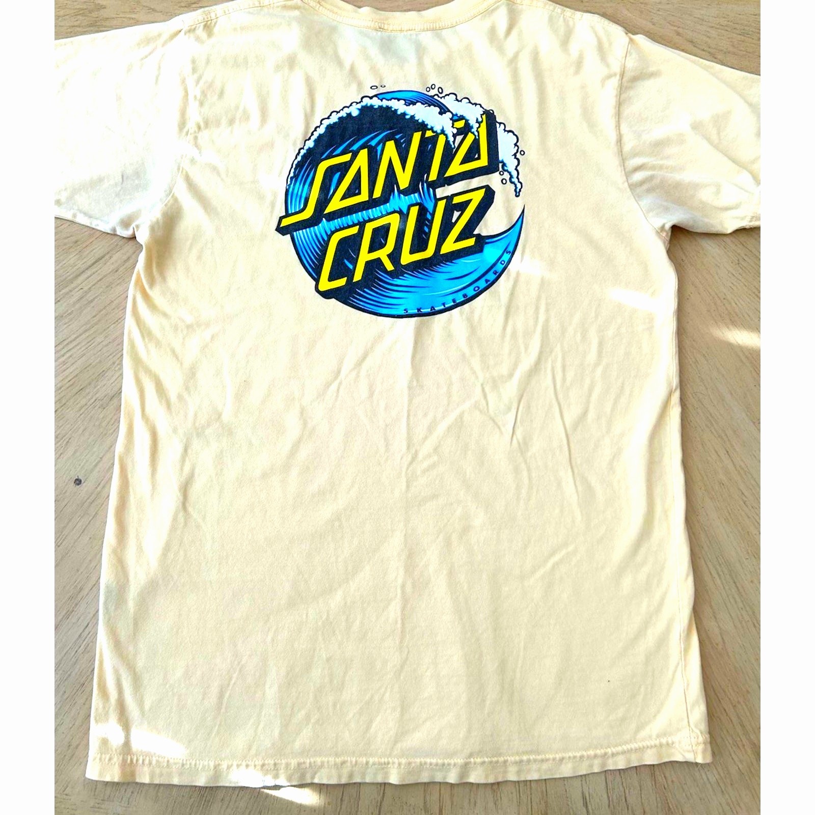 Y2K Santa Cruz Shirt MED Skateboard Sun Faded YELLOW Skater Surfer Grunge Retro