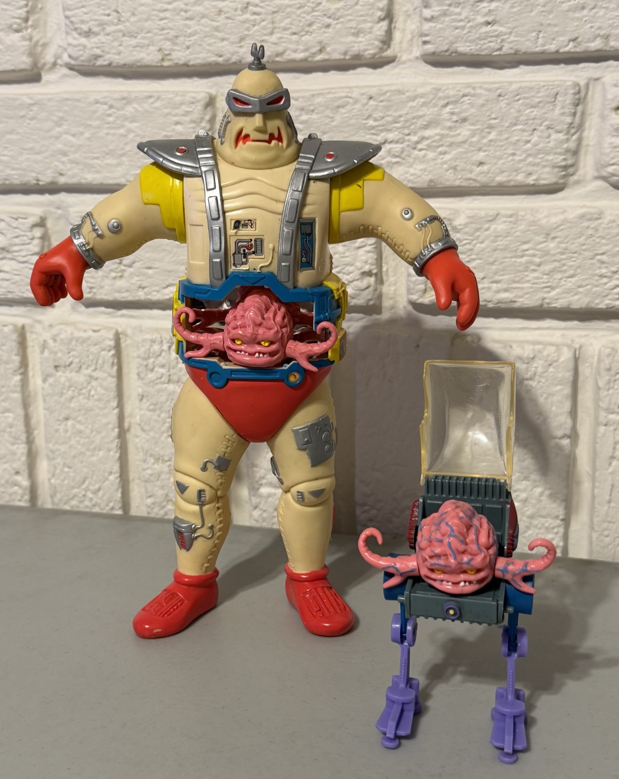 Vintage 1991 Playmates TMNT Giant Krangs Android Body 11'' No Door & 1989 Brain