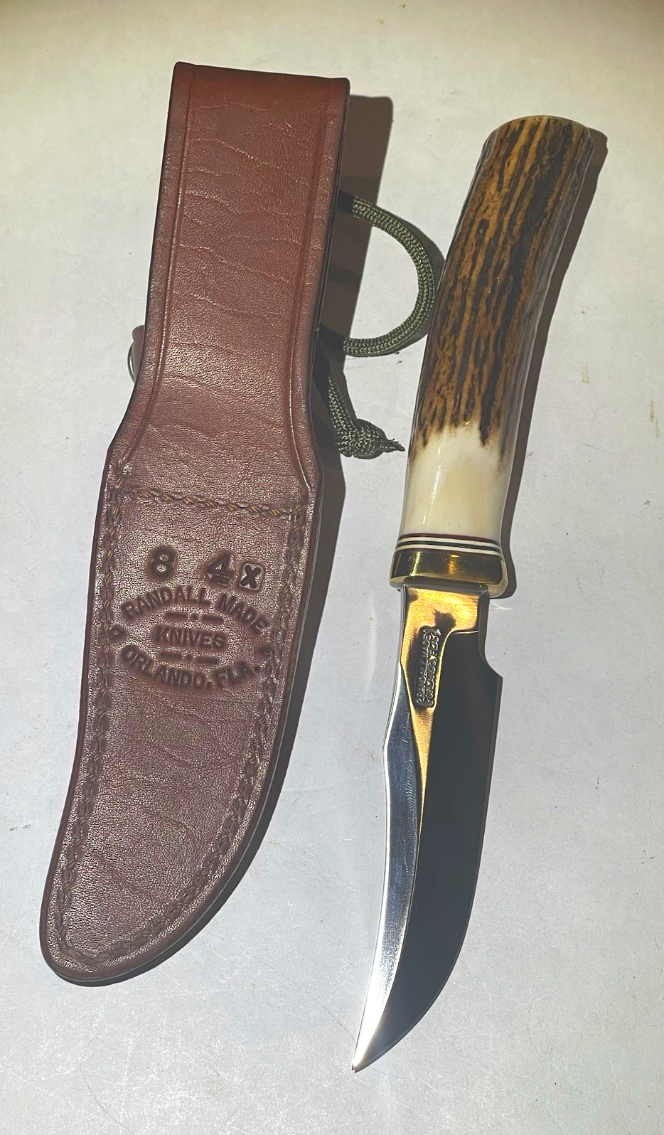 Randall Made Knives Model 8-4 Old Style Stag, SS Clip Point, Sheath