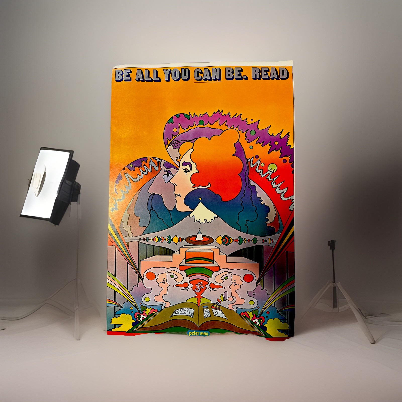 Vtg Peter Max Poster Be All You Can Be Read 1970 11x16”