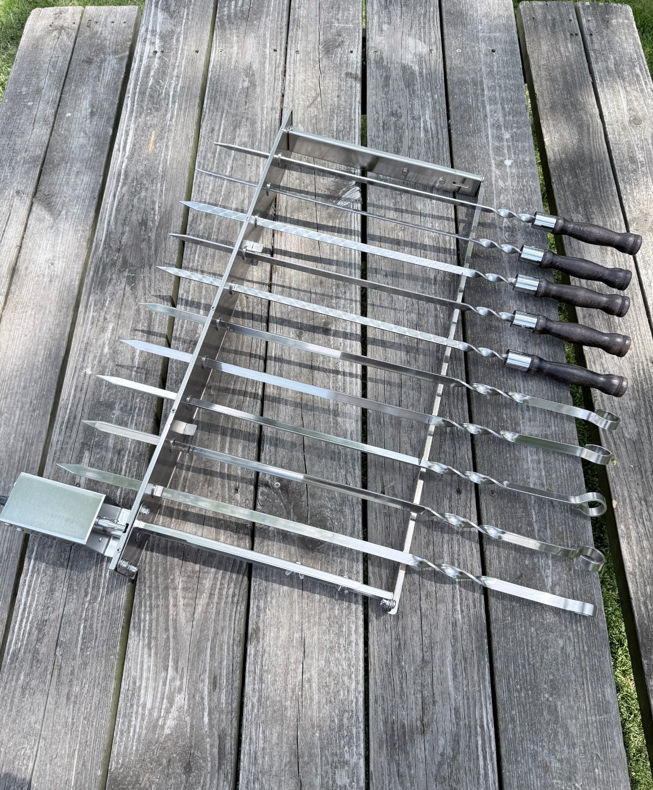 Heavy-Duty Stainless Steel Electric Skewer Rotisserie for 10 Skewers