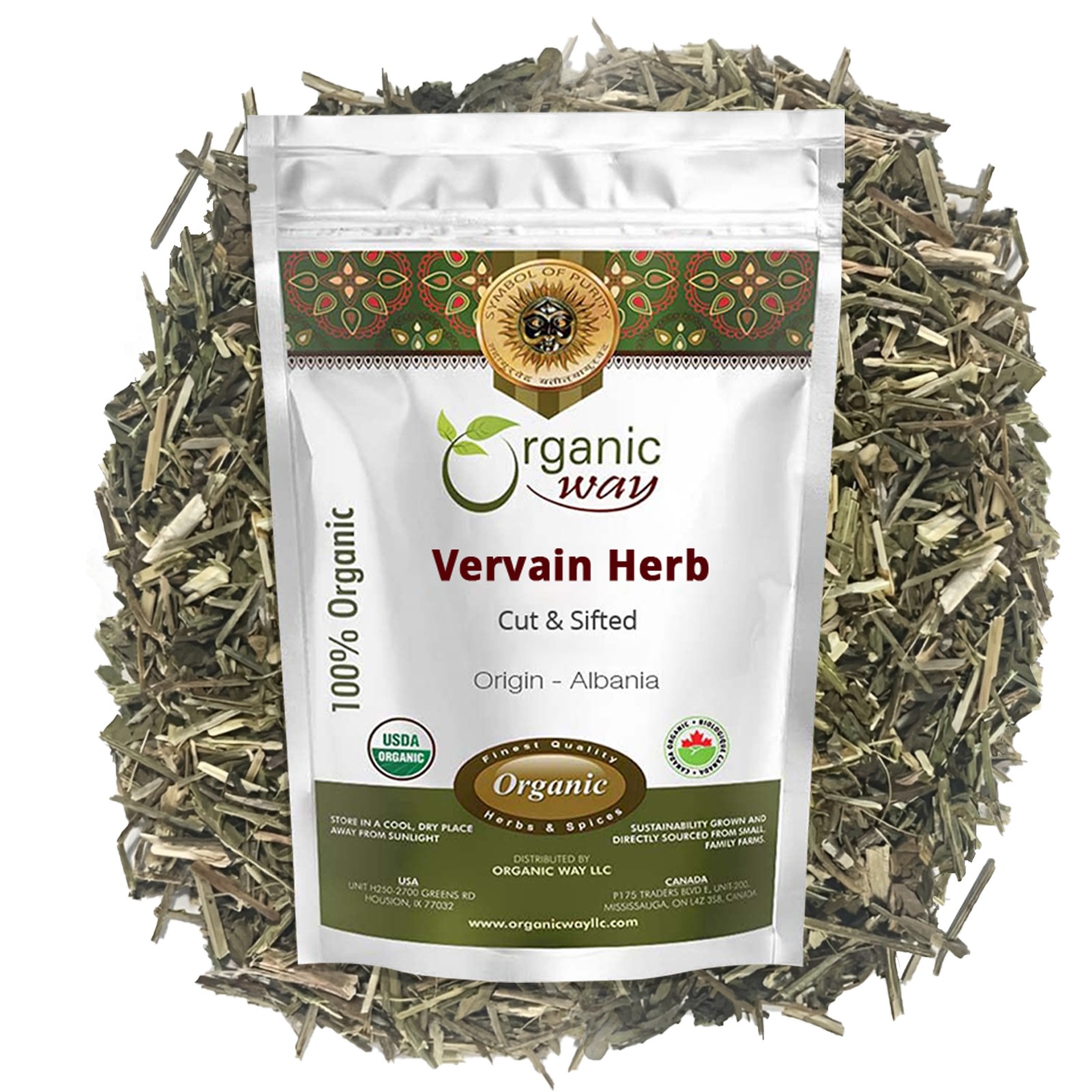 Organic Way Vervain Herb (Verbena officinalis) Cut and Sifted (1 lb 16 oz)