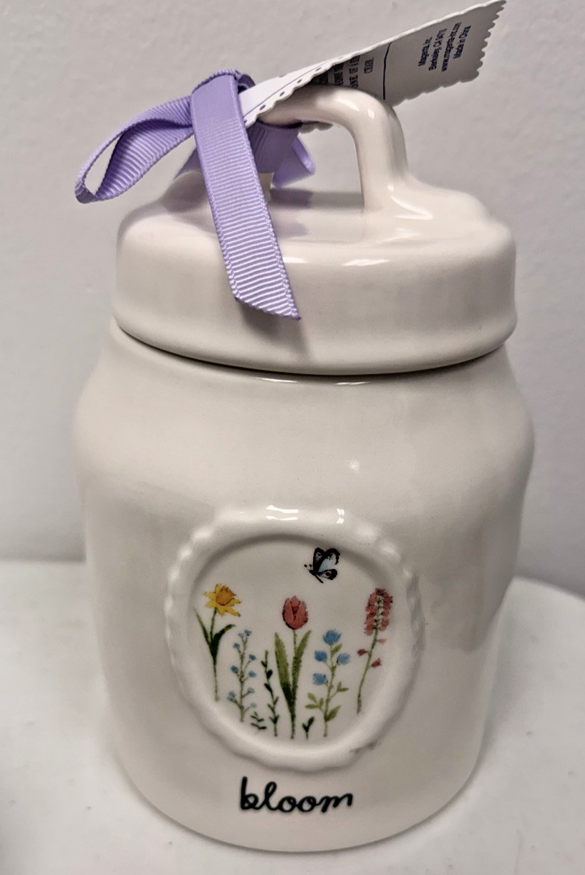 Rae Dunn | Bloom | White | Ceramic Canister w Lid Floral Artisan Collection