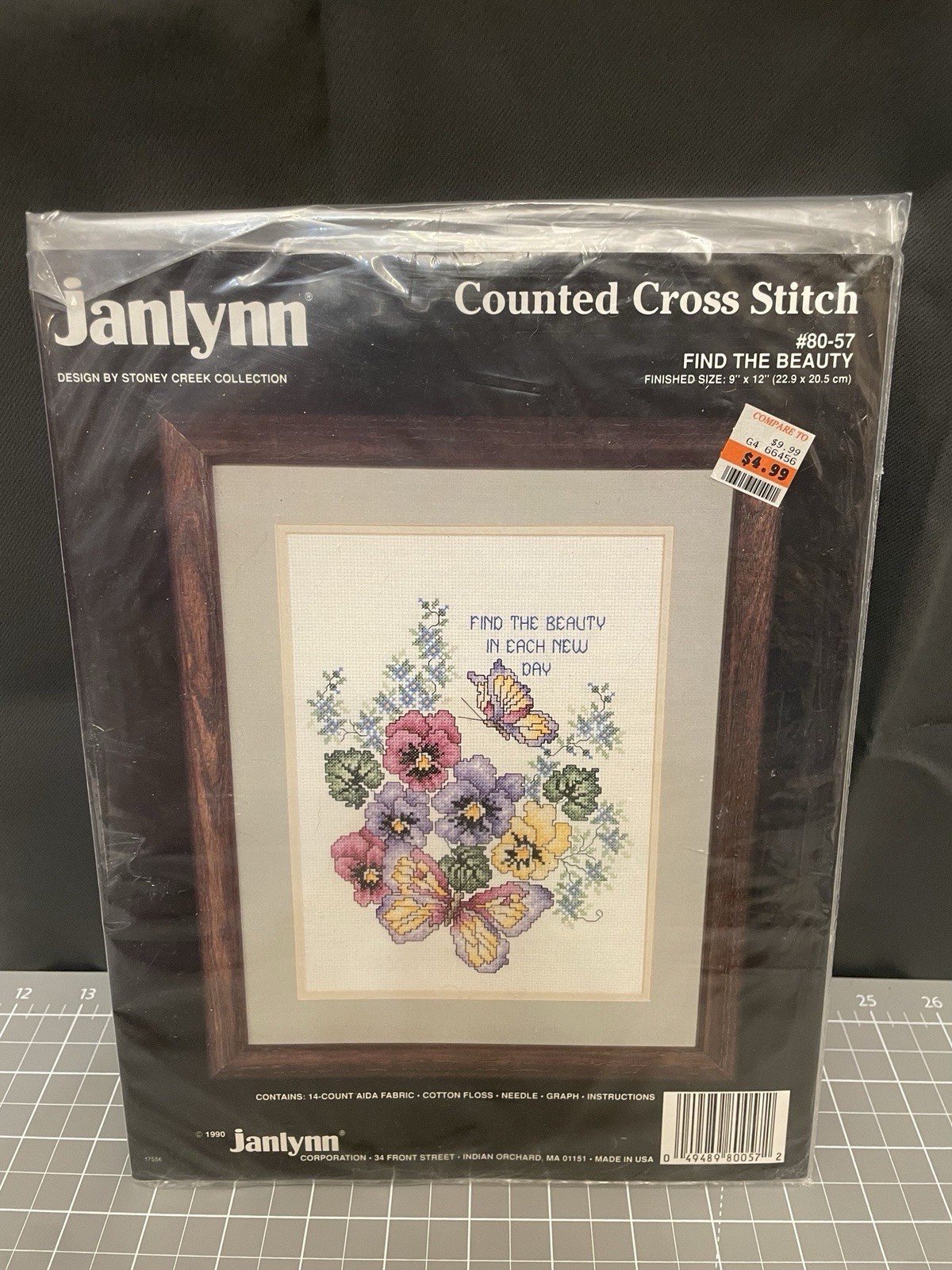 Vintage 1990 Janlynn Counted Cross Stitch Kit Find The Beauty #80-57 Floral