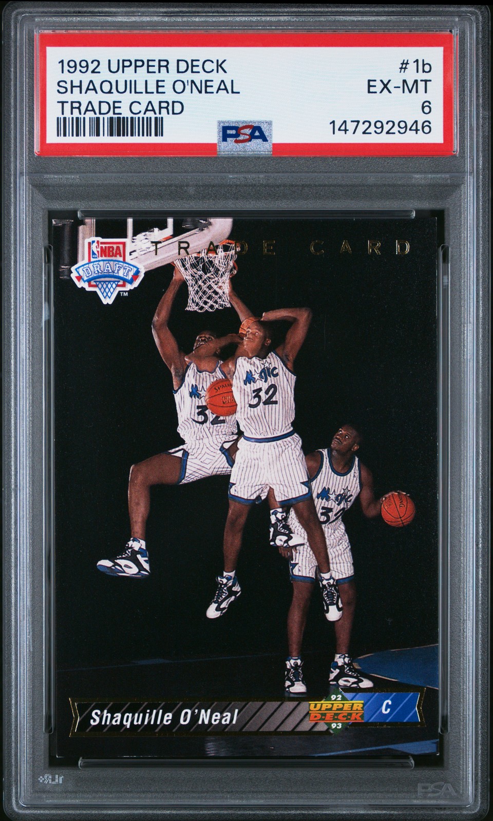 Iconic 🔥 PSA 6 1992 Shaquille O\'Neal Shaq 1B Trade Card Upper Deck Iconic 🔥 PSA 6 1992 Shaquille O\'Neal Shaq 1B Trade Card Upper Deck