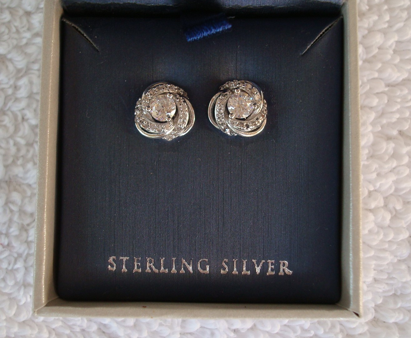 Vintage Contessa Di Capri Sterling Silver Halo CZ Stud Earrings