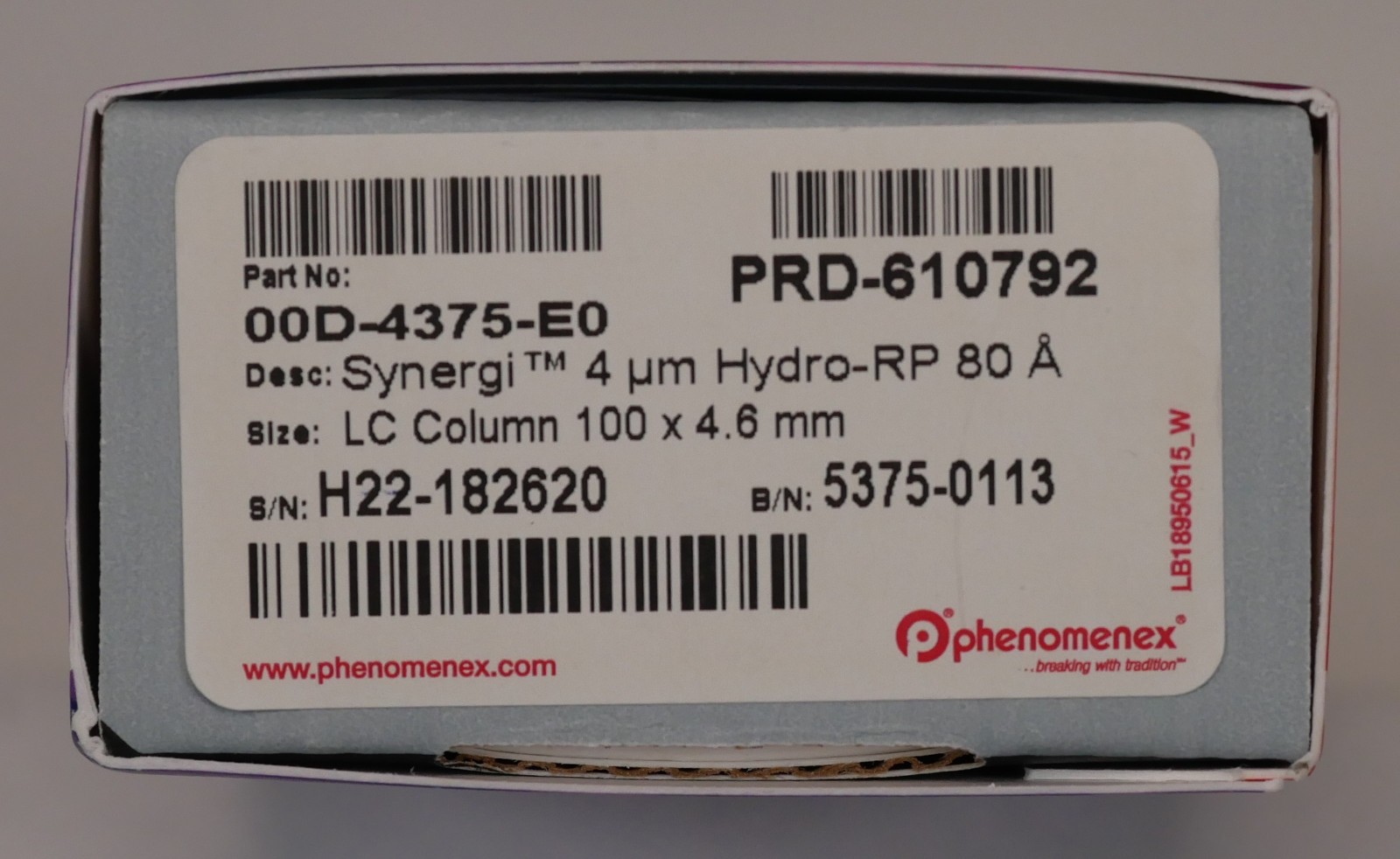 Phenomenex Synergi 4µm Hydro-RP HPLC Column – 100 x 4.6mm – Part No. 00D-4375-E0