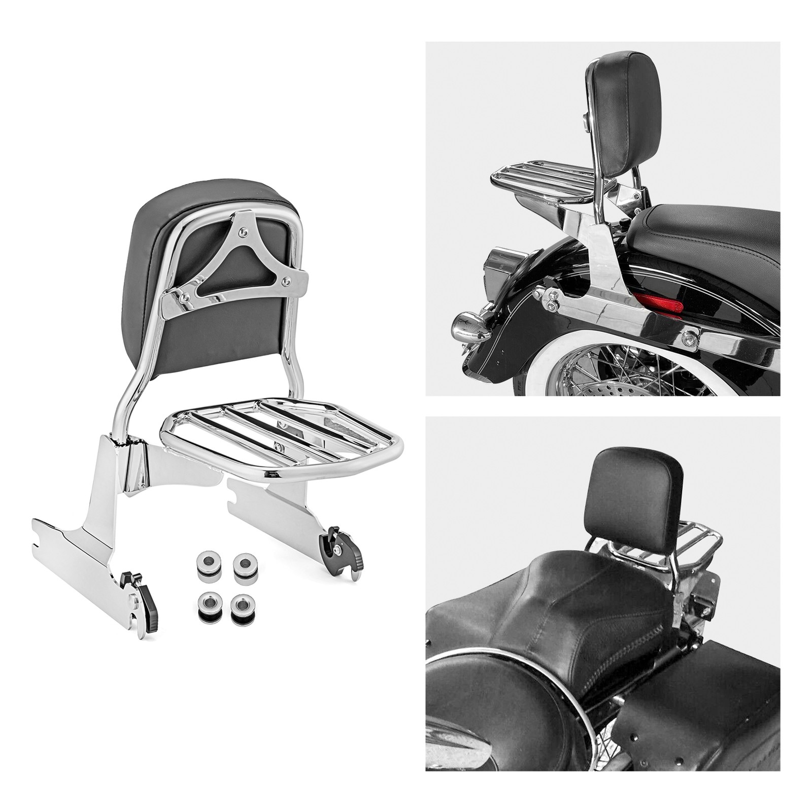 Backrest Sissy bar Docking Kit For Harley Softail Deluxe Springer FLSTSC Fat Boy