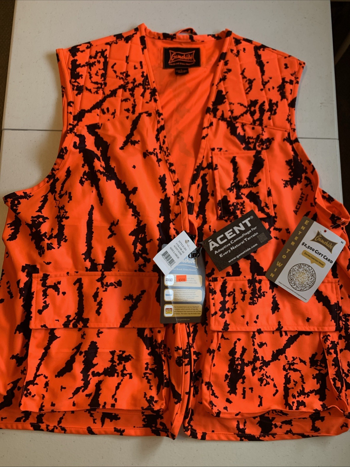 New Gamehide Sneaker 201 Big Game Hunting Vest Acent Ignis Orange Men’s Size L New Gamehide Sneaker 201 Big Game Hunting Vest Acent Ignis Orange Men’s Size L