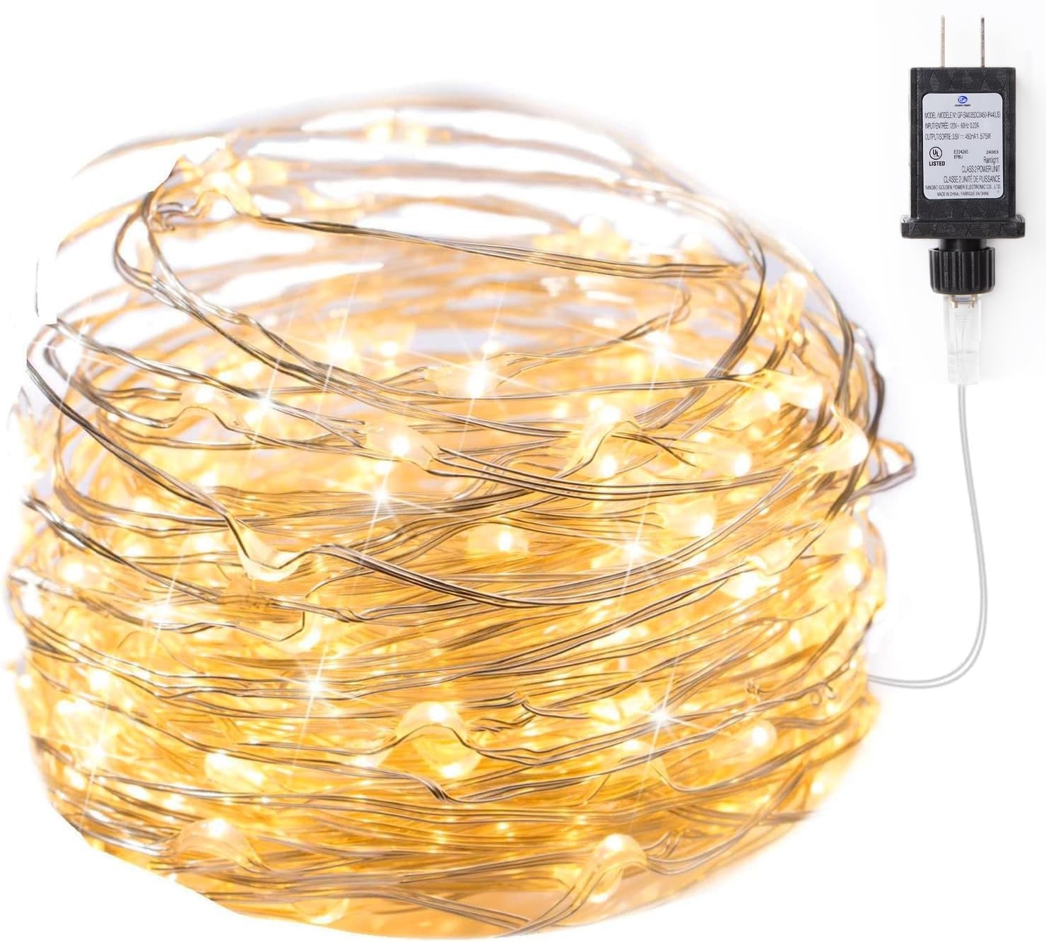 Minetom Fairy Lights Plug in, 33Ft 100 LEDs Waterproof Silver Wire Firefly