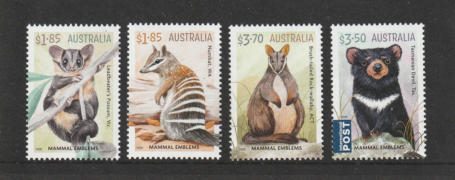Australia 2026: Mammal Emblems II Design Set Mint Never Hinged.