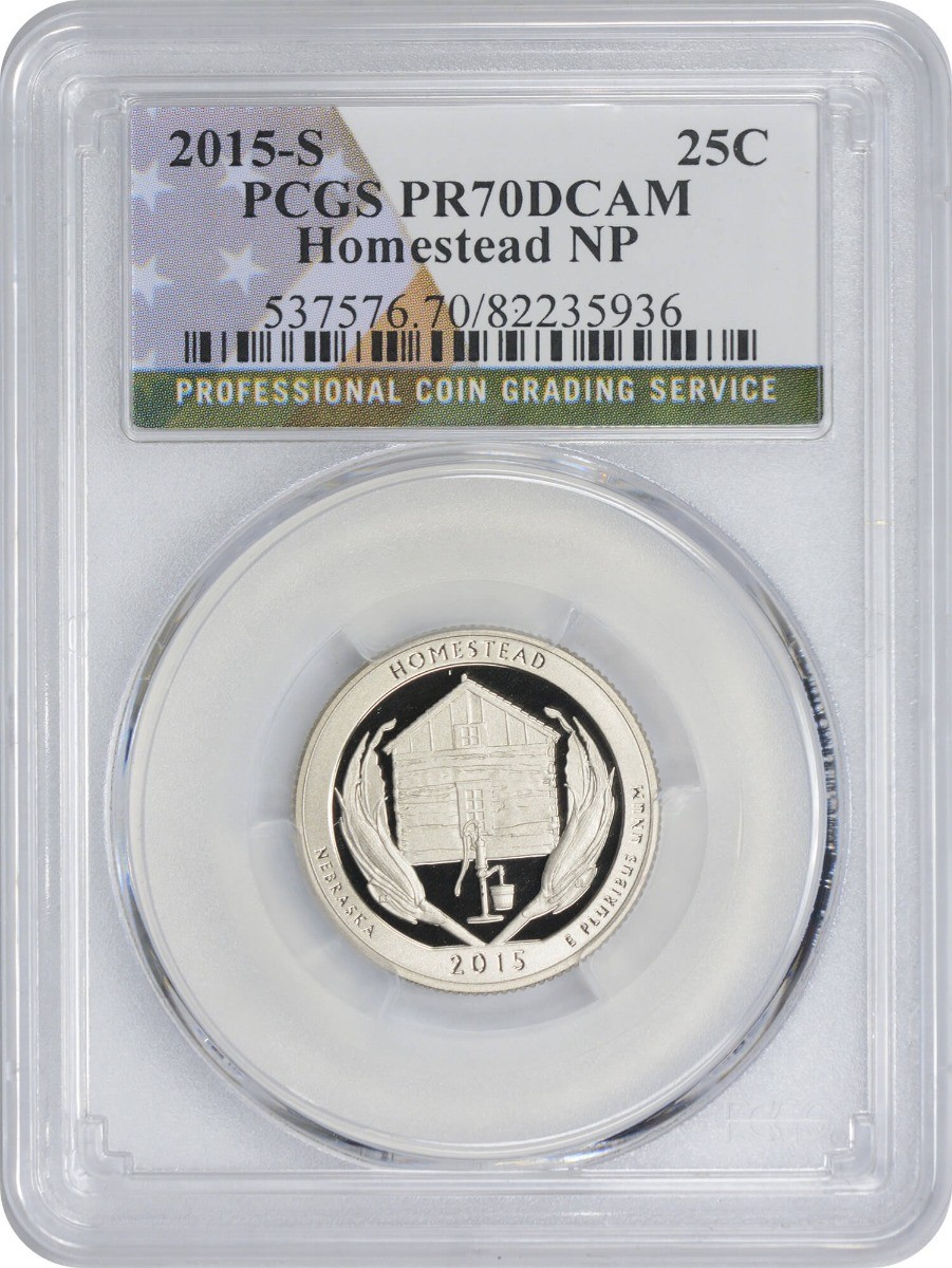 2015-S Flag Clad Homestead National Park Quarter PR70DCAM PCGS Proof 70 DC