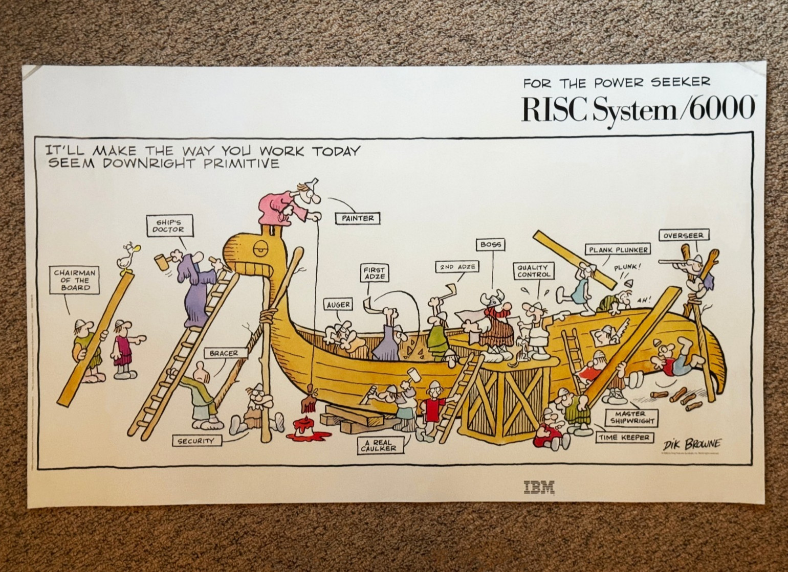 Vintage 1990 IBM RISC System/6000 Poster Dik Browne Hagar the Horrible 22x36